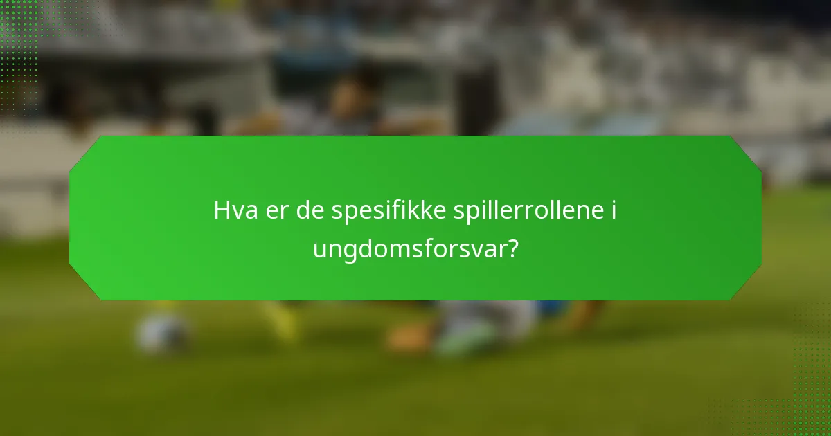 Hva er de spesifikke spillerrollene i ungdomsforsvar?