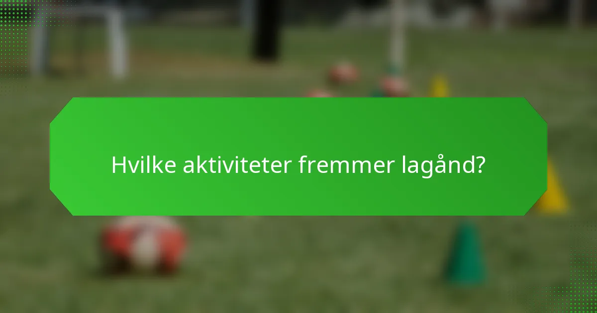 Hvilke aktiviteter fremmer lagånd?